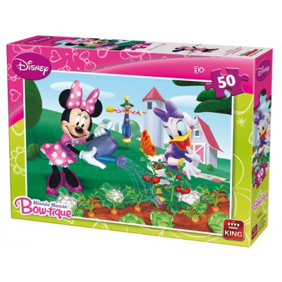 King Jigsaw Puzzle Minnie Mouse Outdoor Carton Rose 50 pièces