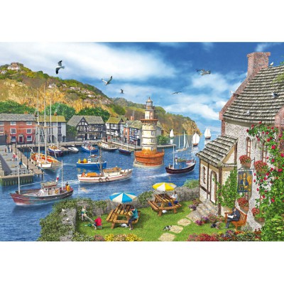 Wentworth-682702 Wooden Jigsaw Puzzle - Dominic Davison: The Village Harbour