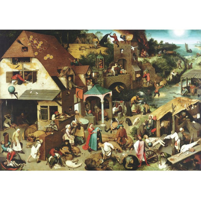 Wentworth-RMN225 Wooden Jigsaw Puzzle - Pieter Brueghel: Netherlandish Proverbs