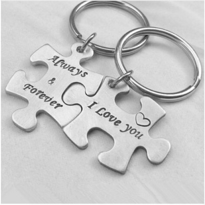 Puzzle Key-004 Keychain - Always & Forever / I Love You