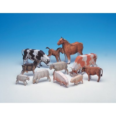 Puzzle Schreiber-Bogen-555 Cardboard model: Farm animals