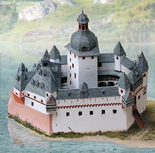 Puzzle Schreiber-Bogen-670 Cardboard Model: Pfalz Castle in the Rhine near Kaub