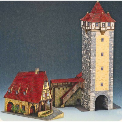 Puzzle Schreiber-Bogen-72455 Cardboard Model: Old Gerlach Smithy + RÖDERTOR Rothenburg