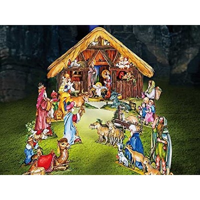 Puzzle Schreiber-Bogen-735 Cardboard Model: Christmas Crib with Kings
