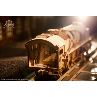 Ugears-12085 3D Wooden Jigsaw Puzzle - V-Express Steam Train with Tender