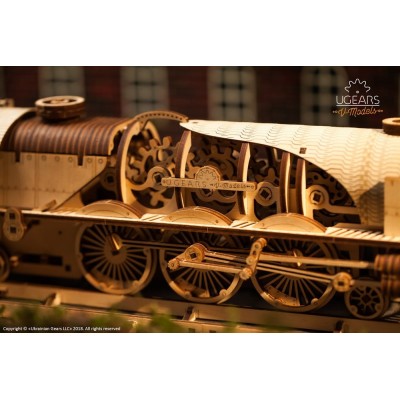 Ugears-12085 3D Wooden Jigsaw Puzzle - V-Express Steam Train with Tender