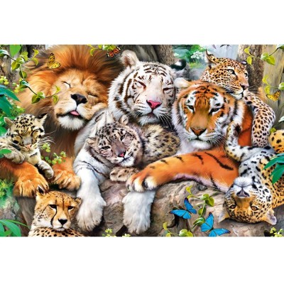 Trefl-20152 Wooden Jigsaw Puzzle - Wild Cats in the Jungle