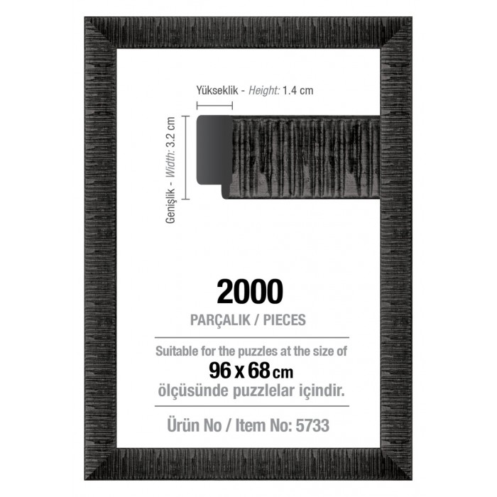 Art-Puzzle-5733 2000 Piece Puzzle Frame - Black - 3 cm