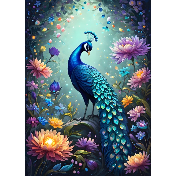 Puzzle  Bluebird-Puzzle-F-90847 Flowers & Peacock