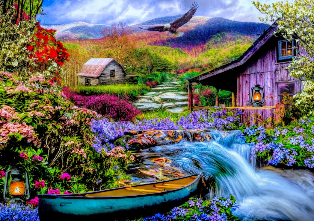 Heaven on Earth in the Mountains 1500 piece jigsaw puzzle