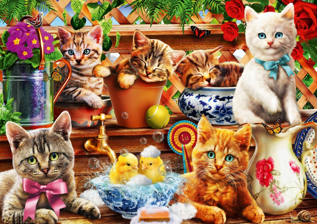 Kittens in the Potting Shed 1000 piece jigsaw puzzle