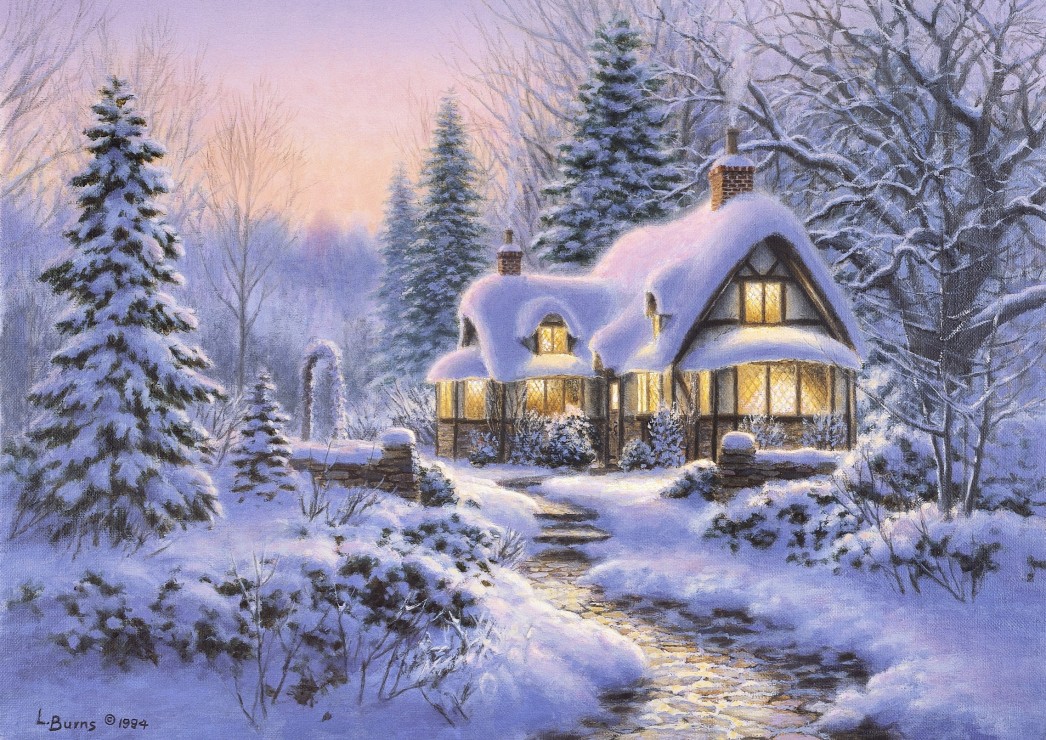 Puzzle Winter's Blanket Wouldbie Cottage Bluebird-Puzzle-F-90109 500 ...