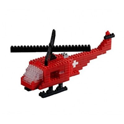 Brixies-58716 Nano 3D Puzzle - Schweizer Helikopter (Level 3)
