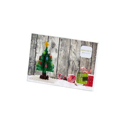 Brixies-58814 3D Nano Puzzle - Christmas Tree Postcard