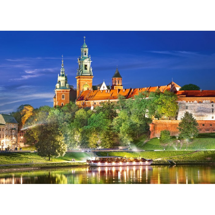 Puzzle  Castorland-103027 Poland, Krakow: Wawel Castle at Night