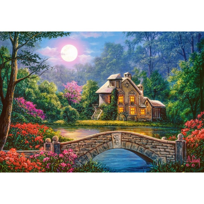 Puzzle Castorland-104208 Cottage in The Moon Garden