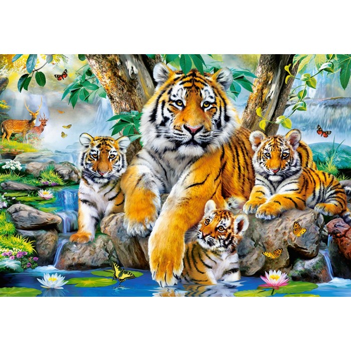Puzzle Castorland-104413 Tigers by the Stream