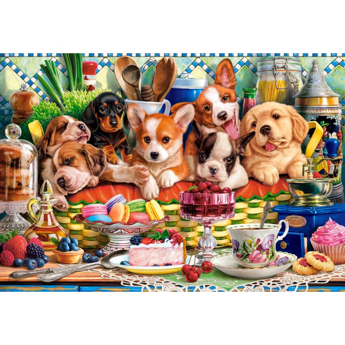 Puzzle  Castorland-105335 Puppies Dessert