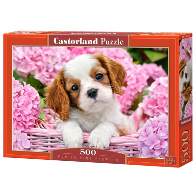 Puzzle Castorland-52233 Pup in Pink Flowers