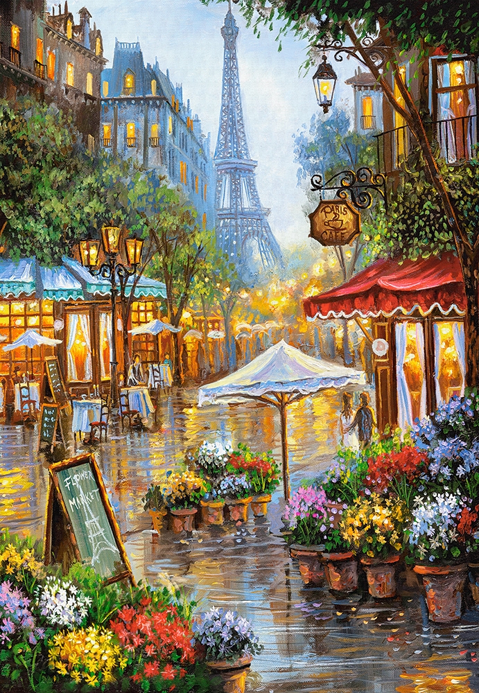 lamp wallpaper vintage Paris Puzzle 103669 Castorland pieces 1000 Flowers, Spring