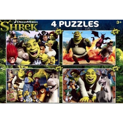 Clementoni-07609 4 Jigsaw Puzzles - Shrek
