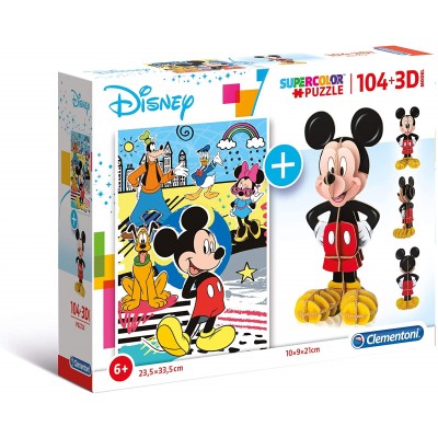 Clementoni-20157 Mickey Mouse (Puzzle + 3D Model)