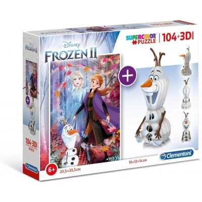 Clementoni-20170 Frozen 2 - Puzzle + 3D-Model