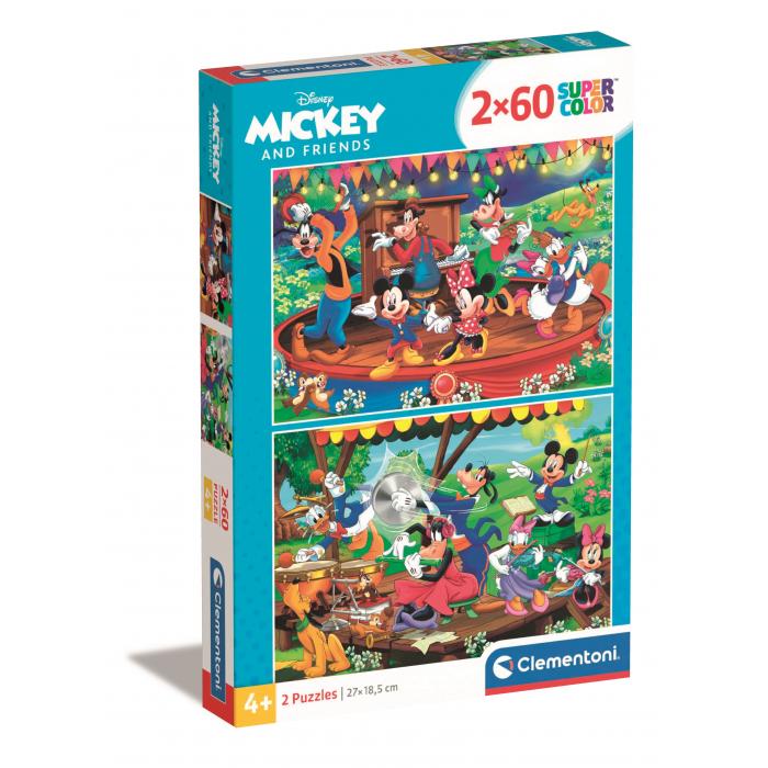  Clementoni-21620 2 Puzzles - Mickey and Friends - 2x60 Pieces