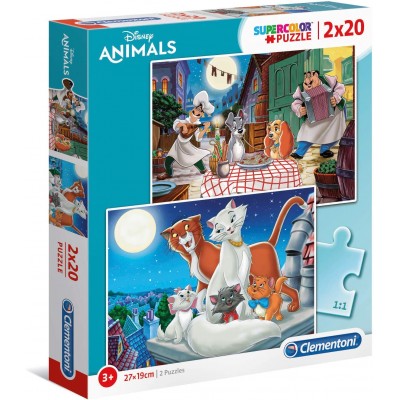 Clementoni-24764 2 Puzzles - Disney Animals