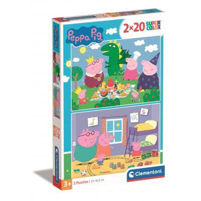 Clementoni-24778 2 puzzles - Peppa Pig Supercolor Pig