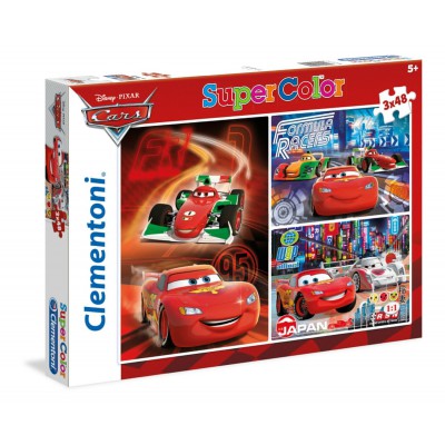 Clementoni-25197 3 Jigsaw Puzzles - Cars
