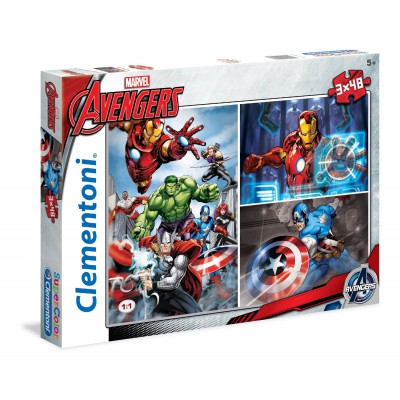 Clementoni-25203 3 Jigsaw Puzzles - Avengers