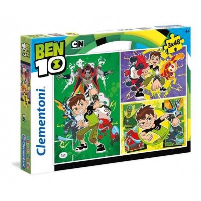 Clementoni-25225 3 Puzzles - Ben 10