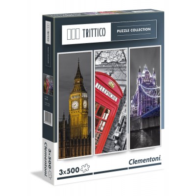 Clementoni-39306 3 Jigsaw Puzzles - London