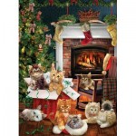 Puzzle  Cobble-Hill-40216 Christmas Kittens