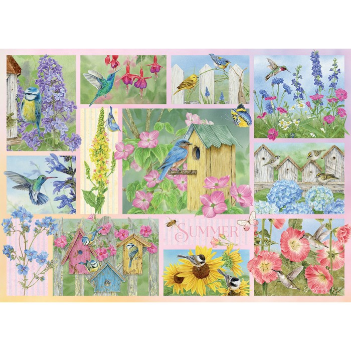 Puzzle  Cobble-Hill-45102 Garden Birds in Summer