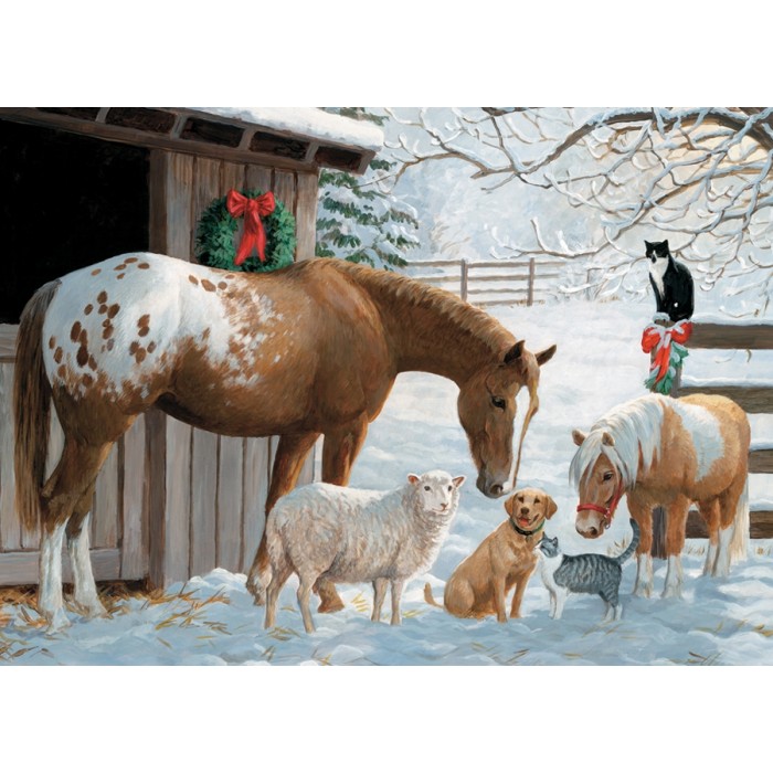 Puzzle  Cobble-Hill-47027 XXL Pieces - Familly - Winter Barnyard