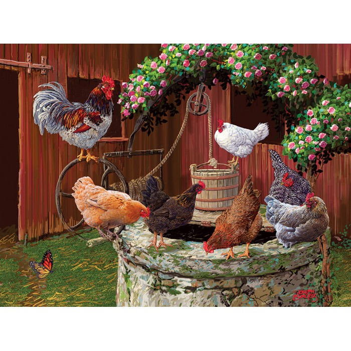 Puzzle  Cobble-Hill-48018 XXL Pieces - The Chickens are Well