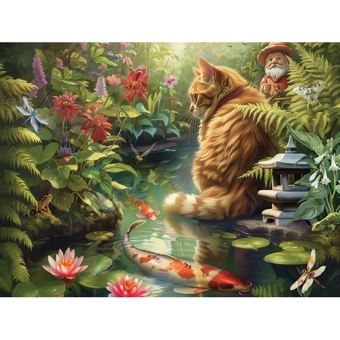 Puzzle  Cobble-Hill-48030 Koi Cat