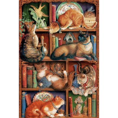 Puzzle Cobble-Hill-50710 Feline Bookcase