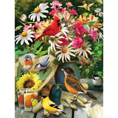 Puzzle Cobble-Hill-52101-85035 XXL Jigsaw Pieces - Greg Giordano - Garden Birds