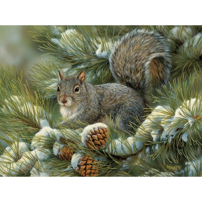 Puzzle Cobble-Hill-54348 XXL Jigsaw Pieces - Rosemary Millette - Gray Squirrel