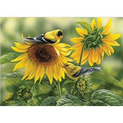 Puzzle Cobble-Hill-80115 Sunflowers and Goldfinches