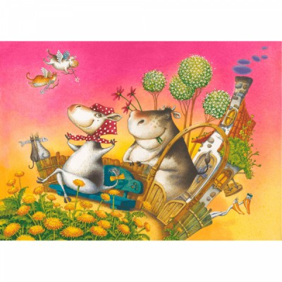HCM-Kinzel-69167 Wooden Jigsaw Puzzle - Flying Cows