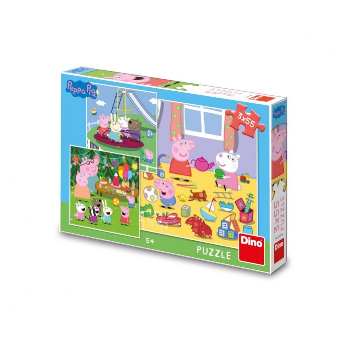 Dino-33535 3 Puzzles - Peppa Pig on Holidays