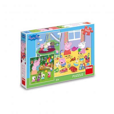 Dino-33535 3 Puzzles - Peppa Pig on Holidays