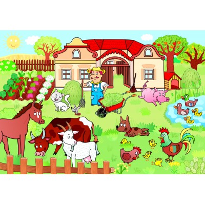 Puzzle Dino-34349 XXL Pieces - Animals on the Farm