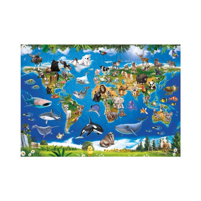 Puzzle  Dino-34356 XXL Pieces - Animal Map