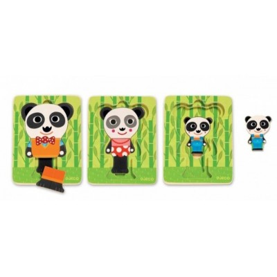 Djeco-01471 Wooden Jigsaw Puzzle - Panda