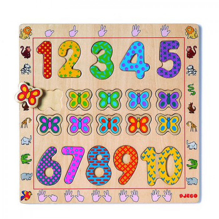 Djeco-01801 Wooden Frame Puzzle - The Numbers from 1 to 10